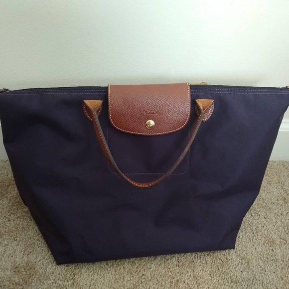 Longchamp Pliage Medium Top Handle Bag, Purple - Picture 2 of 5